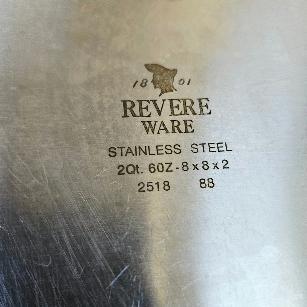 Vintage Revere Ware 1801 Stainless Steel 8x8x2 Square Cake Pan 2518 USA Bakeware
